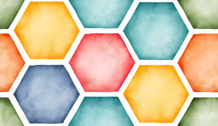 Watercolor geometrical honeycomb seamless pattern. colorful wallpaperの写真素材