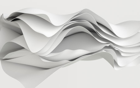 White paper or cotton fabric 3d rendering background with waves and curves. dynamic pattern