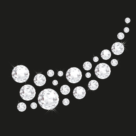 Diamond sparkling beads. Shining precious gems chain. Round shape. Modern jewelery backgroundのイラスト素材