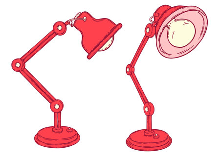 Vector hand drawn desk lamp isolated on white backgroundのイラスト素材