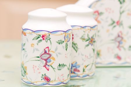 Salt & Pepper Shaker on the tableの写真素材