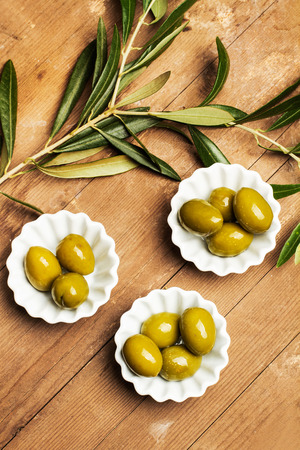 Olives on a wooden table