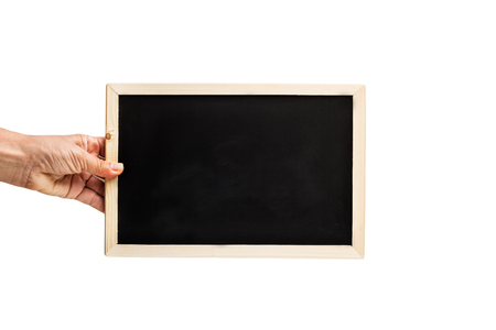 Woman holding a blackboardの写真素材