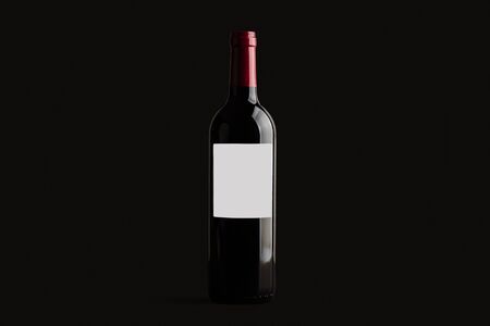A bottle of red wine on a white backgroundの写真素材