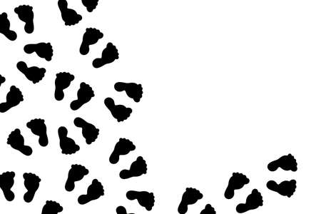 Black footprint on a white background with copy spaceの写真素材