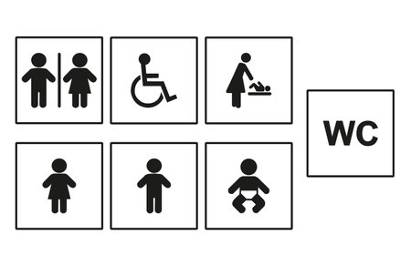 Indicative signs for restrooms on a white backgroundのイラスト素材
