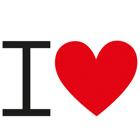 I love banner with a red heart and I letter on a white backgroundのイラスト素材