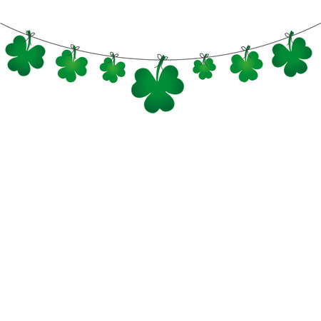 A pendant made with green clovers on a white background with copy spaceのイラスト素材