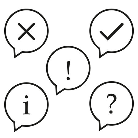 Speech bubbles with assorted marks on a white backgroundのイラスト素材