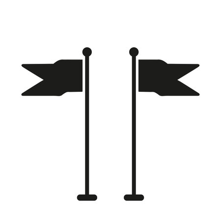 Black flags with masts on a white background with copy spaceのイラスト素材