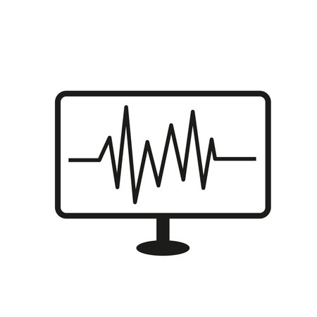 An electrocardiogram line on a flat screen on a white background with copy spaceのイラスト素材