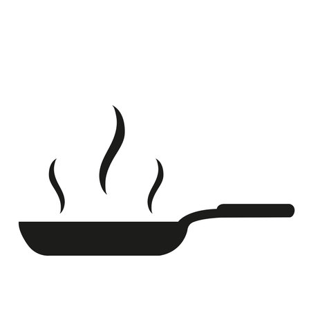 A black frying pan on a white background with copy spaceのイラスト素材