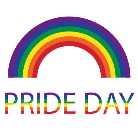 Pride day rainbow and tex on a white background with copy spaceのイラスト素材