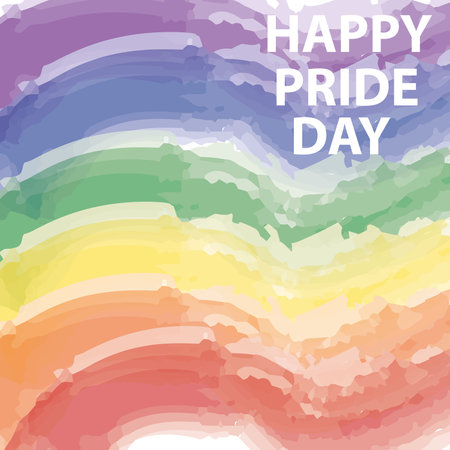 Gay pride day banner with pastel colors rainbow on a white background with copy spaceのイラスト素材