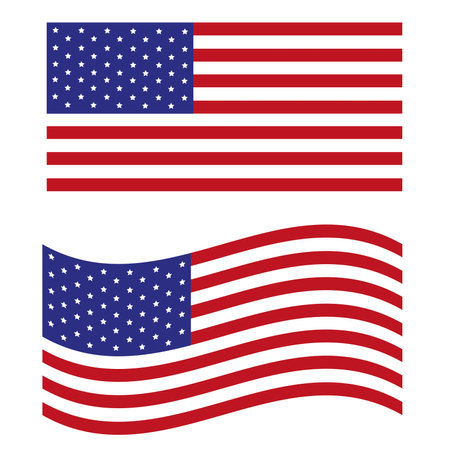 United States flags on a white background with copy spaceのイラスト素材