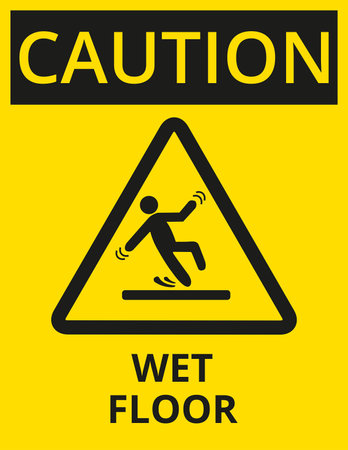 Black and yellow caution wet floor signのイラスト素材