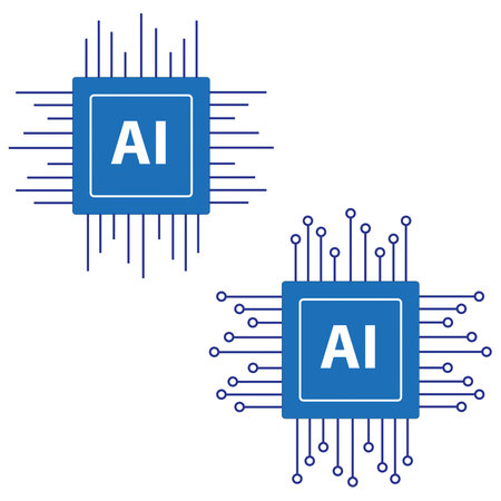 AI blue logos on a white background with copy spaceのイラスト素材