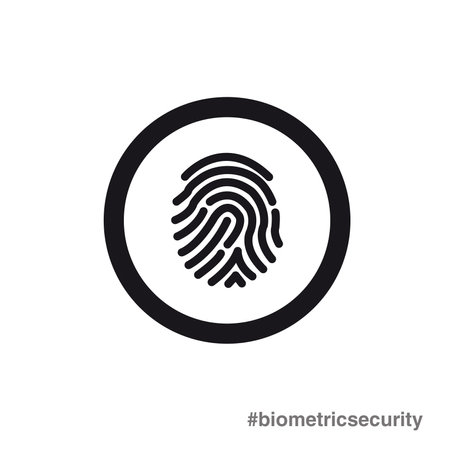 A circle with a fingerprint inside as an example of biometric securityのイラスト素材