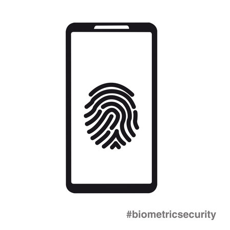 A smartphone with a fingerprint on the screen as an example of biometric securityのイラスト素材