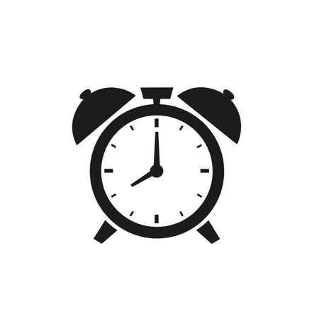 An analog alarm clock on a white background with copy spaceのイラスト素材