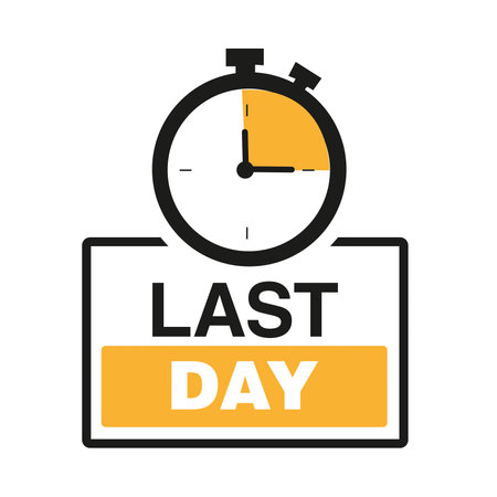 Last day offer banner with a chronometer on a white background with copy spaceのイラスト素材