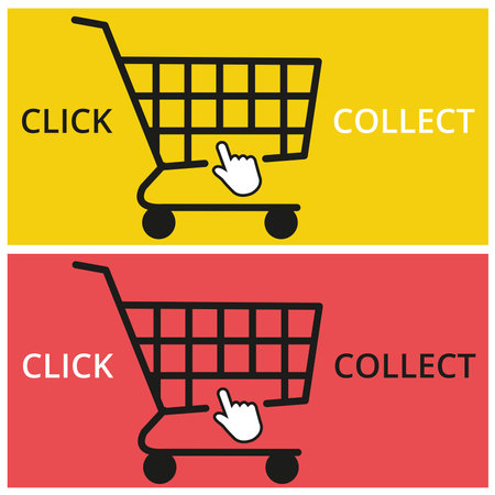 Click and collect banners on a white background with copy spaceのイラスト素材