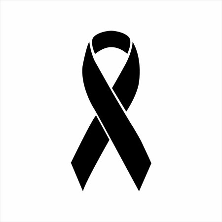 A black ribbon on a white background with copy spaceのイラスト素材