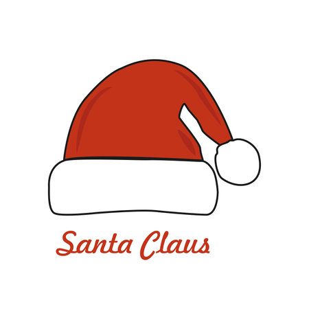 Red and white Santa hat on a white backgroundのイラスト素材