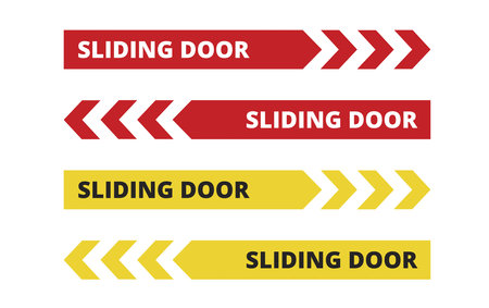 Red and yellow sliding door signs on a white backgroundのイラスト素材