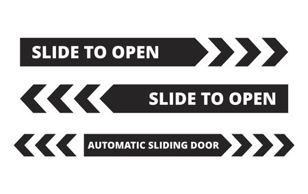 Black sliding door signs on a white backgroundのイラスト素材