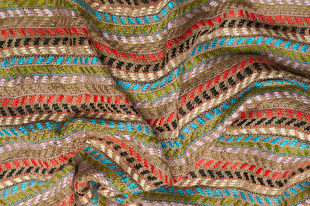 A multicolored fabric in a close up view