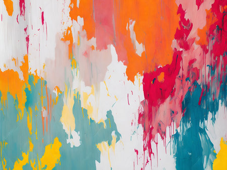 Colored brush strokes on a white backgroundの素材