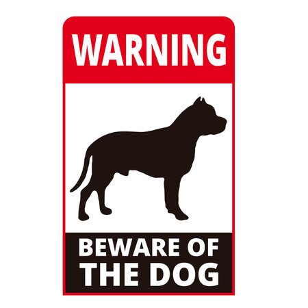 Pit bull silhouette beware of the dog sign on a white backgroundのイラスト素材