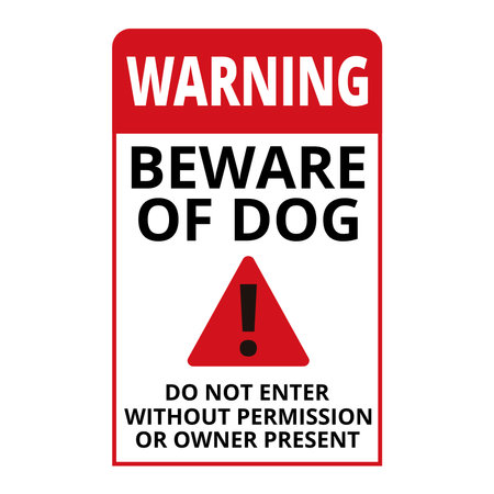 Beware of dog do not enter without permission or owner present sign isolated on a white backgroundのイラスト素材