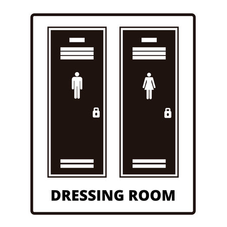 Men and women dressing room sign on a white backgroundのイラスト素材