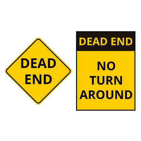 Black and yellow dead end and dead end no turn around signsのイラスト素材