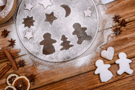 Christmas cookies in funny scene on table