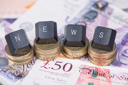 Financial news blog header on notesの写真素材