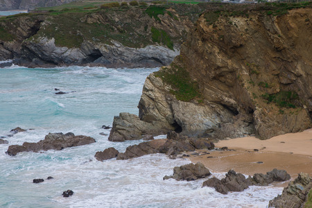 View on waves on Atlantic  in Cornwall coast