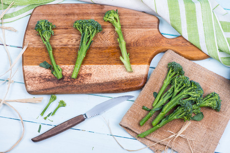 farm fresh broccolini on table