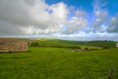 Landscape view over farmland in Englandの写真素材
