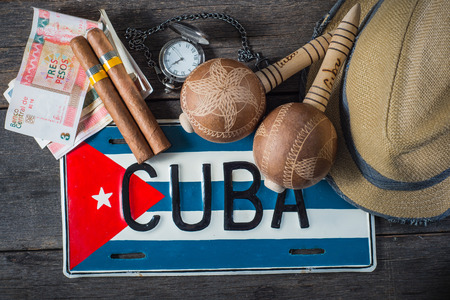 Travel to Cuba concept of holiday related itemsの写真素材