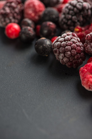 frozen berries, border food background, with copy spaceの写真素材