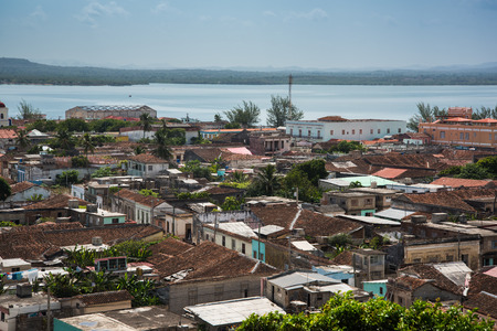 Cuba traditional colonial village of Gibara in Holguin province, hill top viewの写真素材