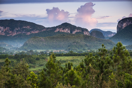 Mountains landscape of mogote in Vinales Valley in Cuba.の写真素材