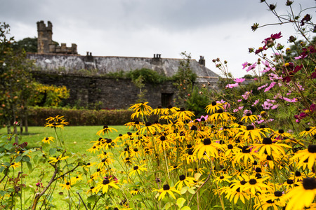 Buckland Monachorum, United Kingdom - October 8, 2015: Buckland Abbey, Garden and Estate, a National Trust property in Devon and former home to Sir Francis Drake and Cistercian monks.のeditorial素材
