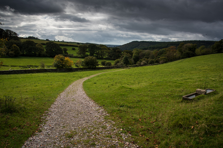 countryside landscape at fall in rural Englandの写真素材