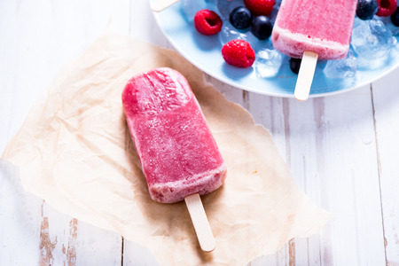 Refreshing ice with berry fruits, summer timeの写真素材