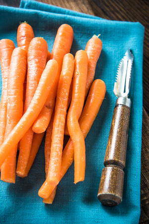 Bunch of fresh orange carrots, clean eatingの写真素材