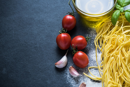 Recipe for homemade pasta, dark slateの写真素材